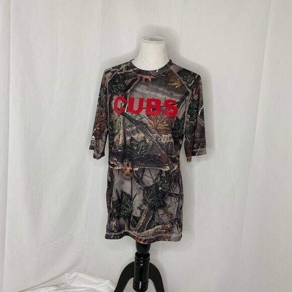 Chicago Cubs Men's Medium Shirt Majestic MLB Green Camo Pattern Coolbase - Picture 2 of 7